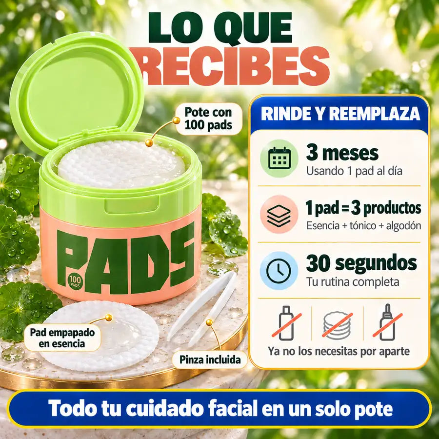Lo que recibes: frasco con 100 pads y pinza incluida