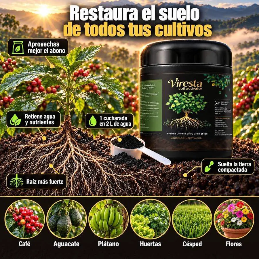 Viresta restaura el suelo de café, aguacate, plátano, huertas, césped y flores